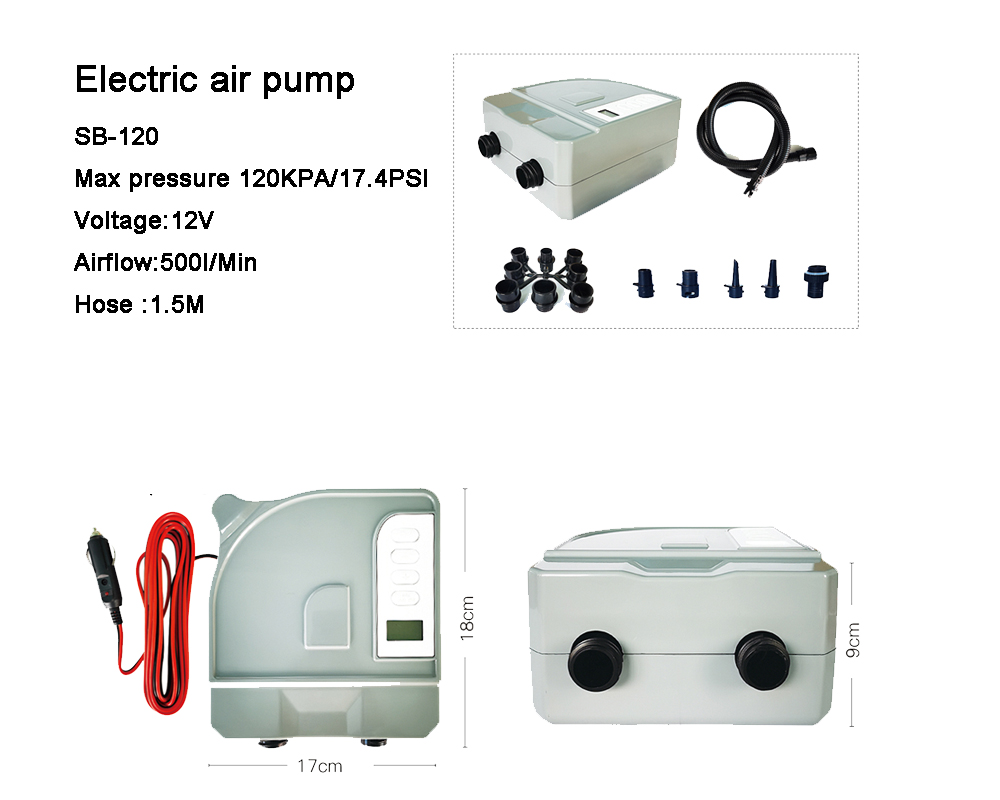 Electric air pump for inflatable paddle boardDongguan Cola outdoor products Co.,Ltd